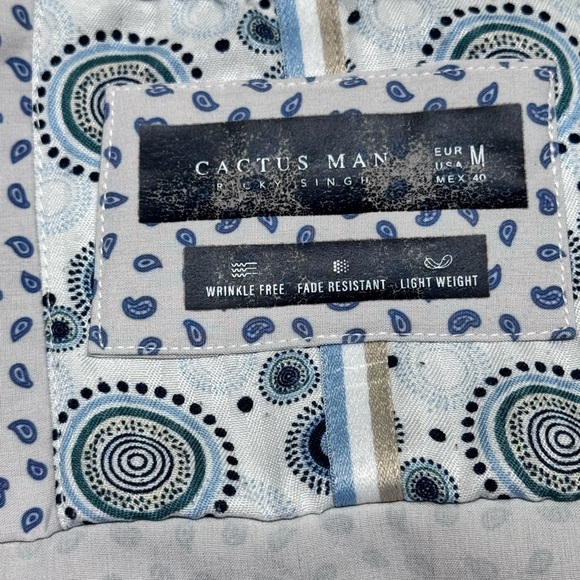 Cactus White and Blue Casual Button Down Shirt - Picture 3 of 5